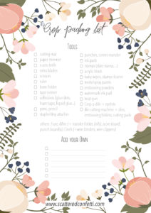 Crop Packing List/Checklist by ScatteredConfetti. // #scrapbooking #papercrafting #memorykeeping