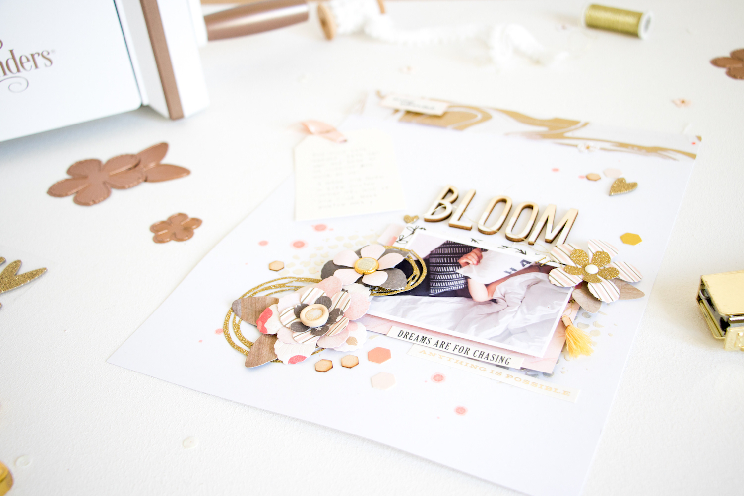 Bloom Layout by ScatteredConfetti. // #scrapbooking #spellbinders #diecutting #platinum6