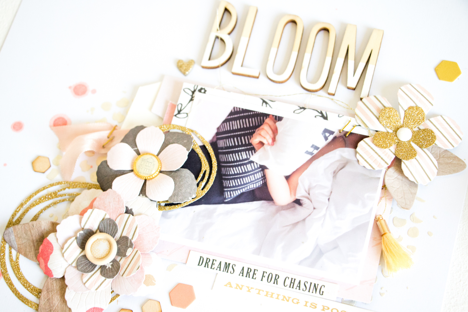 Bloom Layout by ScatteredConfetti. // #scrapbooking #spellbinders #diecutting #platinum6