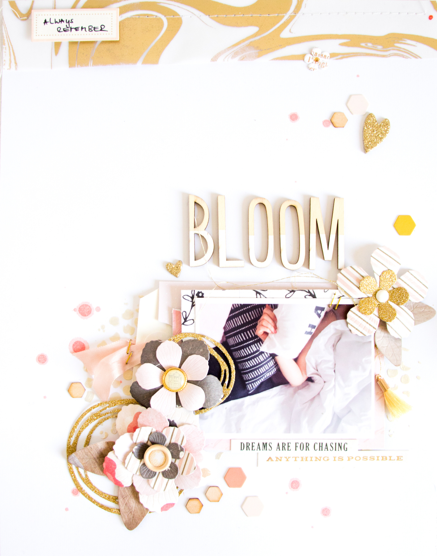 Bloom Layout by ScatteredConfetti. // #scrapbooking #spellbinders #diecutting #platinum6
