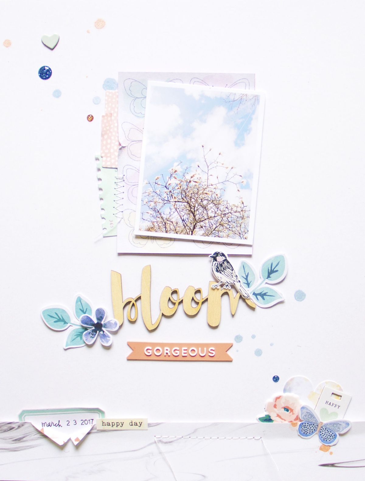 Bloom by ScatteredConfetti. // #scrapbooking #layout #cocoavanilla #wildatheart