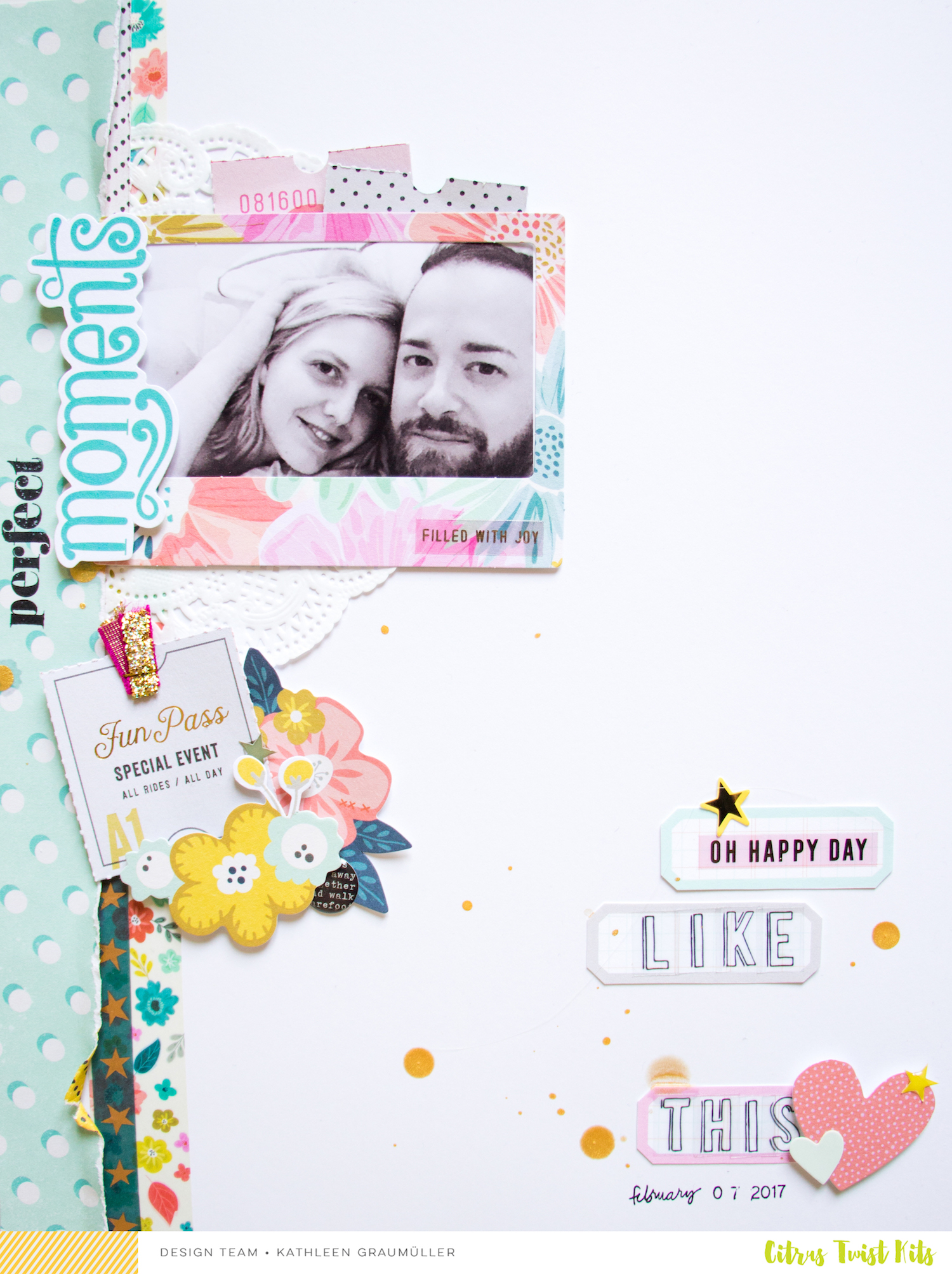 Perfect Moments by Scattered Confetti. // #scrapbooking #layout #citrustwistkits #pinkpaislee