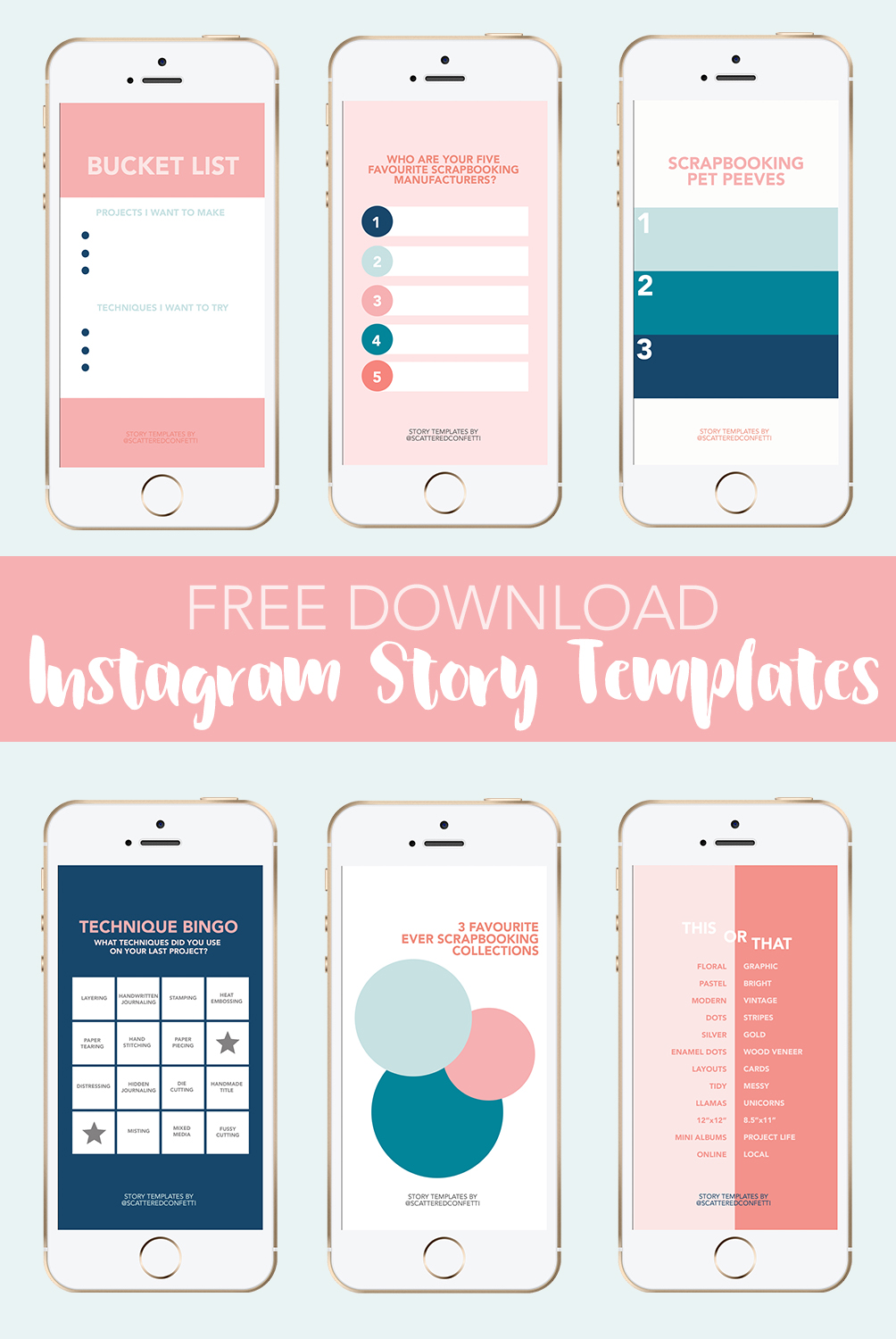 Free Download: Scrapbooking Instagram Story Templates by ScatteredConfetti.