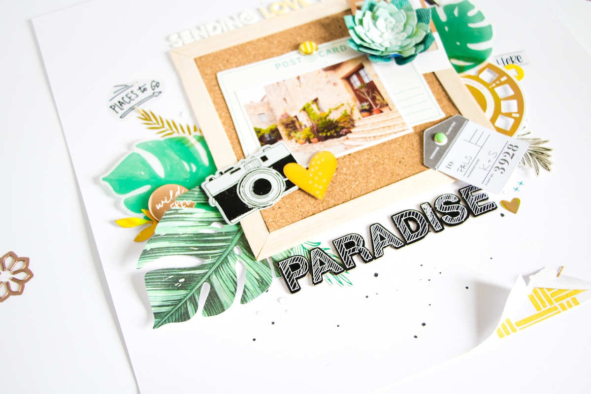 Sending Love from Paradise by ScatteredConfetti. // #scrapbooking #layout #spellbinders #cratepaper