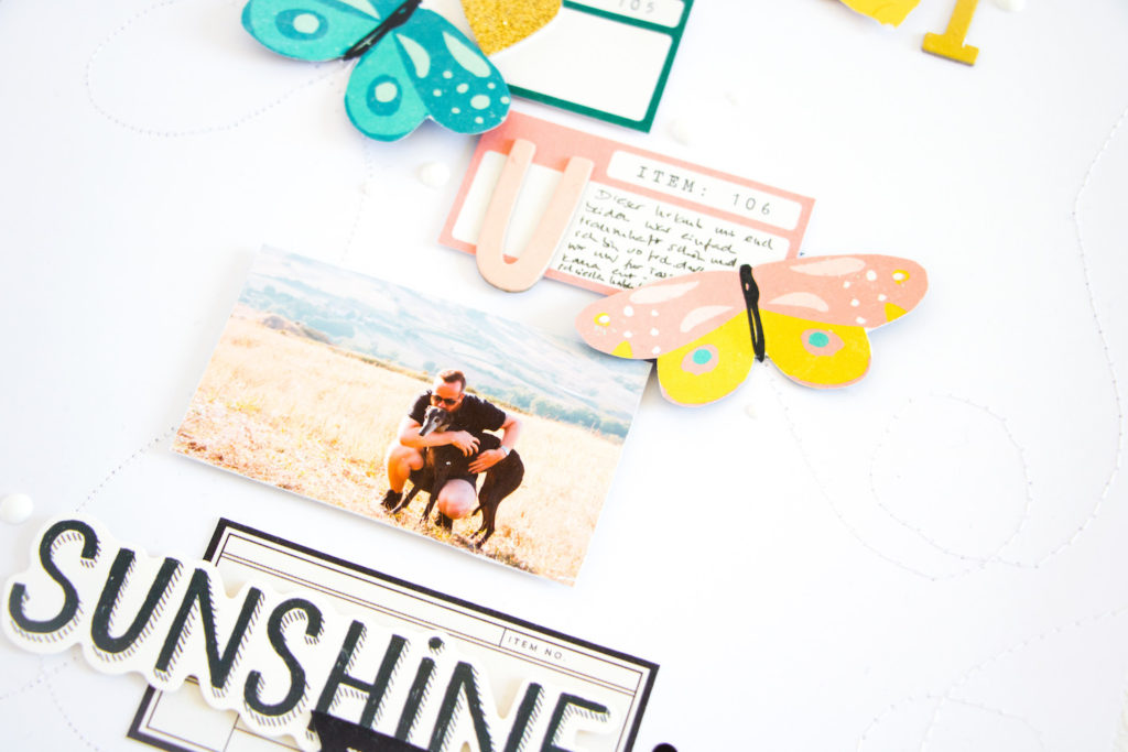 Sunshine Layout by ScatteredConfetti. // #scrapbooking #cratepaper #maggieholmes