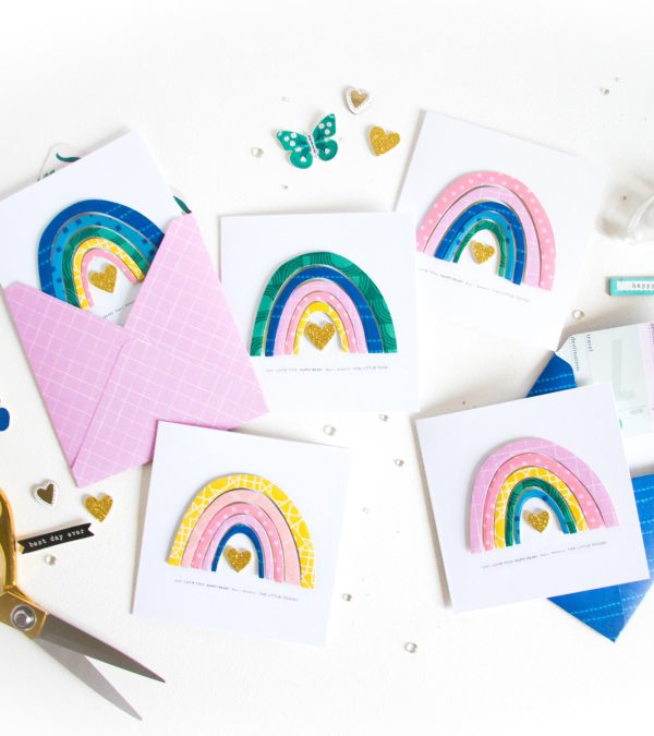 Rainbow Cards by ScatteredConfetti. // #scrapbooking #cardmaking #cratepaper #maggieholmes
